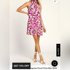 Lulu's Pink Floral Halter Mini Dress
